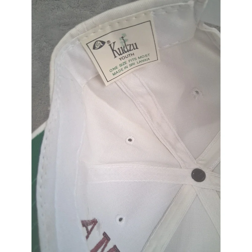 Vtg 80s 90s Alabama Crimson Tide Kudzu Snapback Hat Youth White Kelly Green Bill